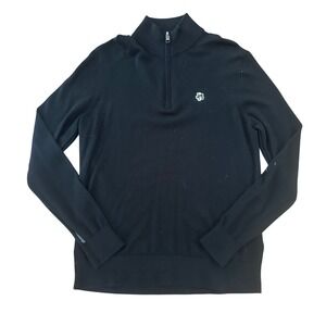 Ted Baker Mens Black Tooting Merino Wool Half Zip Lightweight Sweater Sz 4 Large
